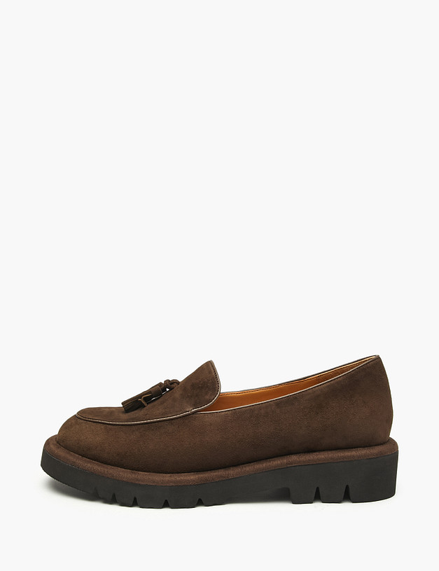 Коричневые женские лоферы из велюра MASCOTTE 126-522112-4680M | ракурс 1