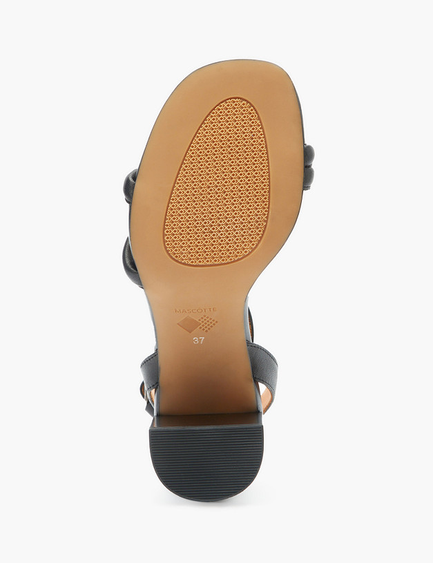 Черные босоножки из кожи на устойчивом каблуке MASCOTTE 126-311011-3501M | ракурс 5