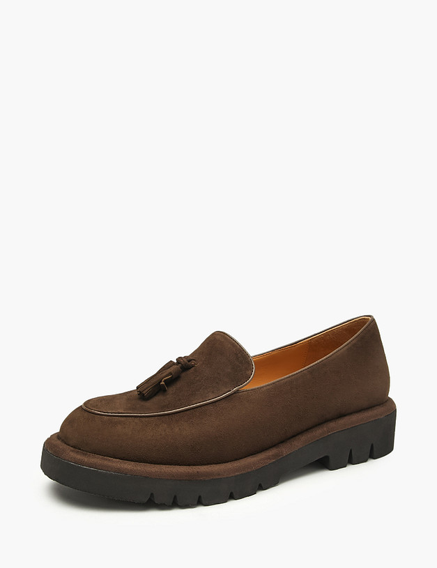 Коричневые женские лоферы из велюра MASCOTTE 126-522112-4680M | ракурс 2