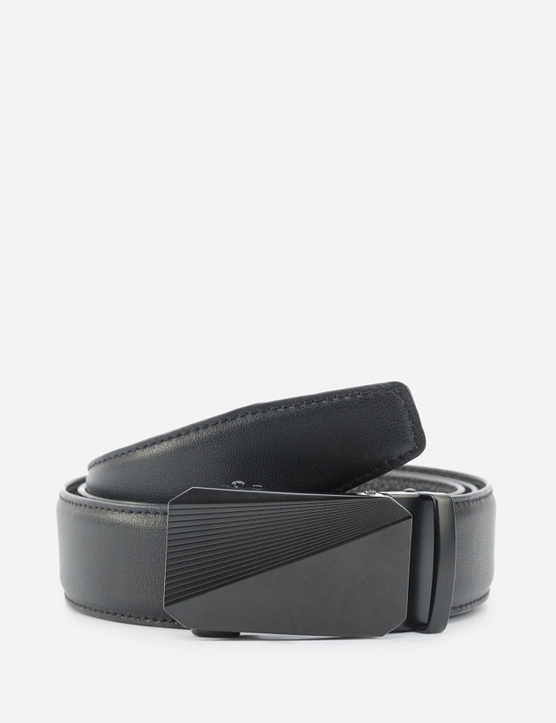 Черный кожаный мужской ремень MASCOTTE 727-0223-102 | ракурс 1