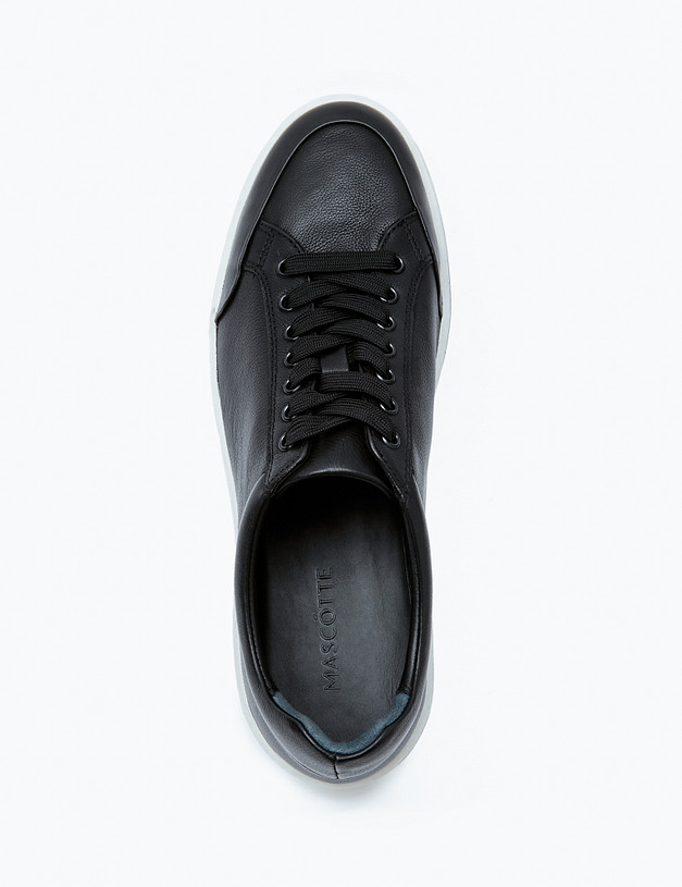 Черные мужские кеды на белой подошве MASCOTTE 22-4112311-8400M | ракурс 5 Черные мужские кеды на белой подошве MASCOTTE 22-4112311-8400M | ракурс 5