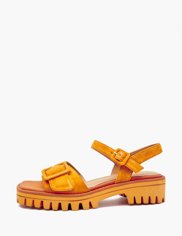 Оранжевые женские сандалии из велюра MASCOTTE 233-4123912-4641M | ракурс 3