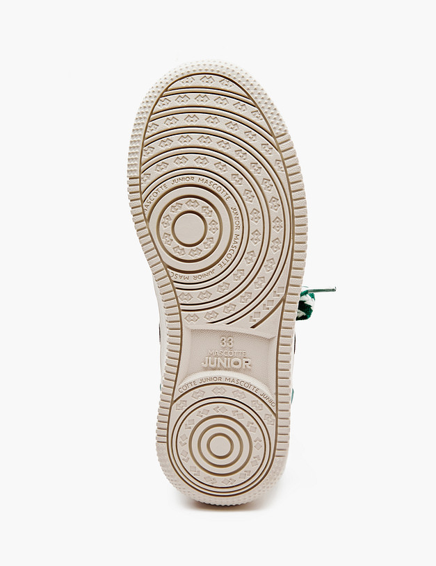 Бежевые детские кеды с зелеными встаками MASCOTTE 98-412421-0601 | ракурс 8 Бежевые детские кеды с зелеными встаками MASCOTTE 98-412421-0601 | ракурс 8