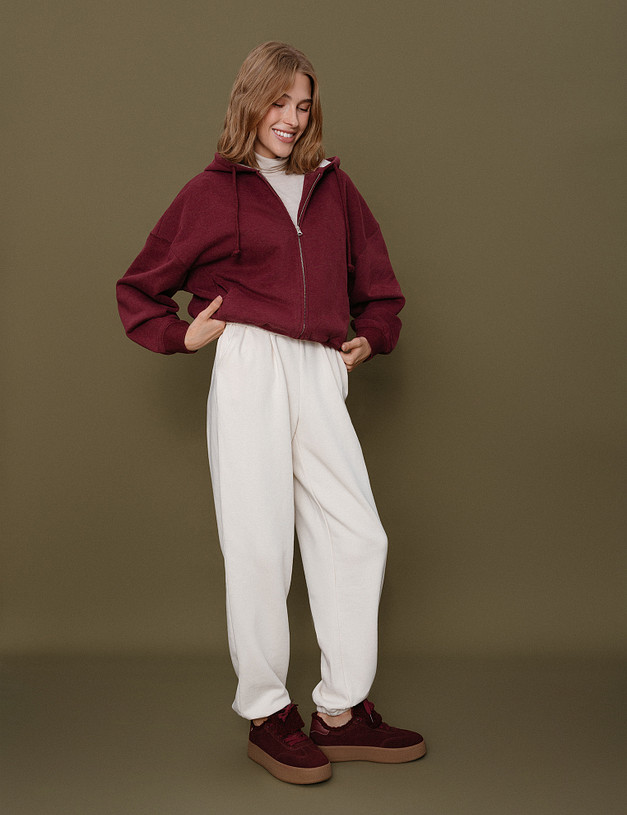 Бордовые женские кеды на меху MASCOTTE 234-525641-0205 | ракурс 1