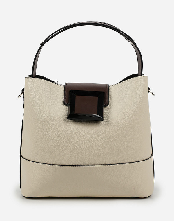 610-1101-601 Сумка женская и.кожа/текстиль бел-корич, M, Mascotte