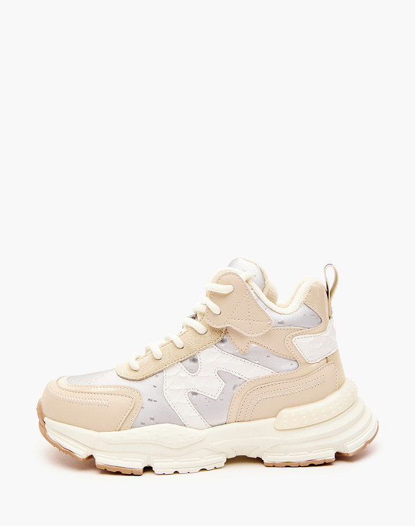 234-320422-0601 Ботинки для активного отдыха девичьи кож.спилок-текстиль/текстиль беж-серый, Mascotte JUNIOR