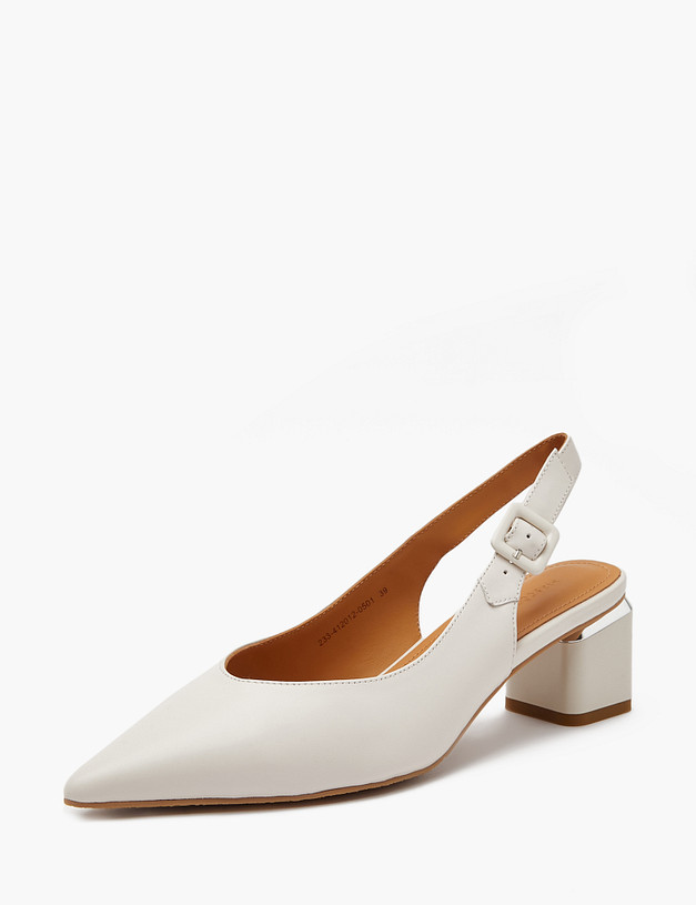 Молочные женские босоножки на устойчивом каблуке MASCOTTE 233-412012-0501 | ракурс 2