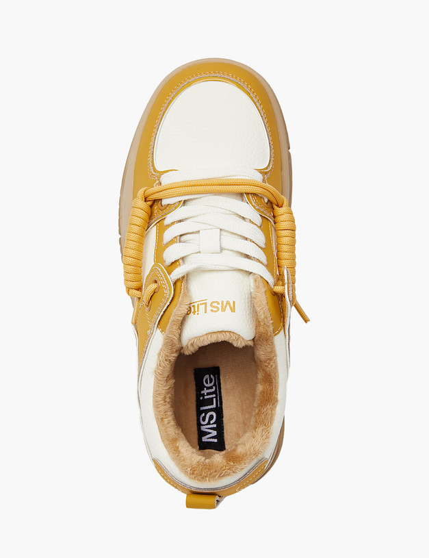 Желтые женские кеды на платформе MASCOTTE 234-323822-0618 | ракурс 4 Желтые женские кеды на платформе MASCOTTE 234-323822-0618 | ракурс 4