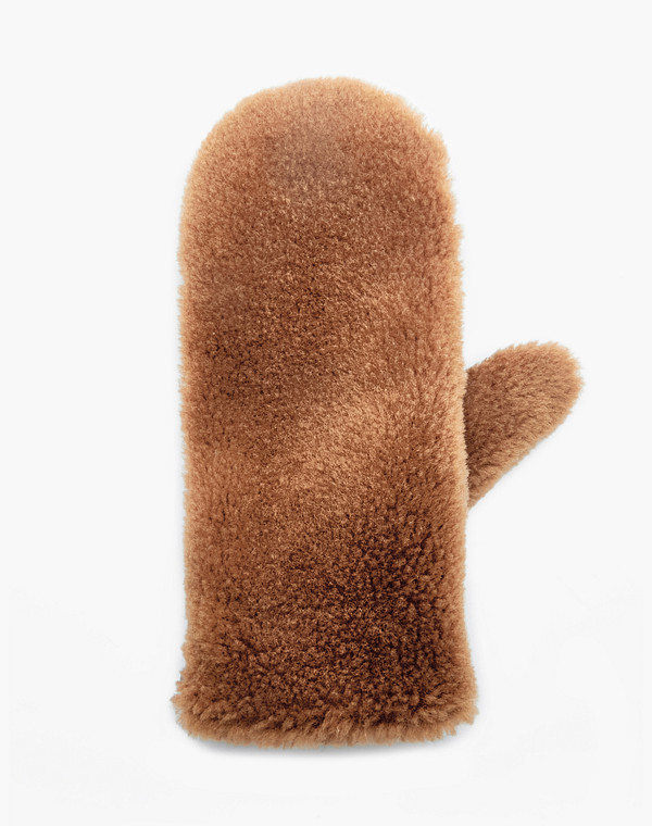 717-2216-509 Варежки жен.. шерсть-нат.кожа/ворсин корич-черн, Mascotte