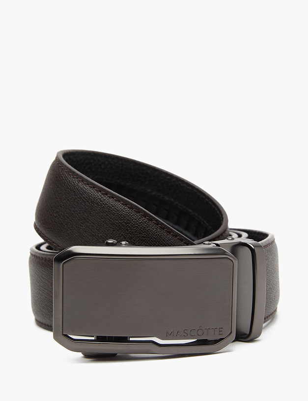 Темно-коричневый кожаный мужской ремень MASCOTTE 703-3210-609 | ракурс 2 Темно-коричневый кожаный мужской ремень MASCOTTE 703-3210-609 | ракурс 2