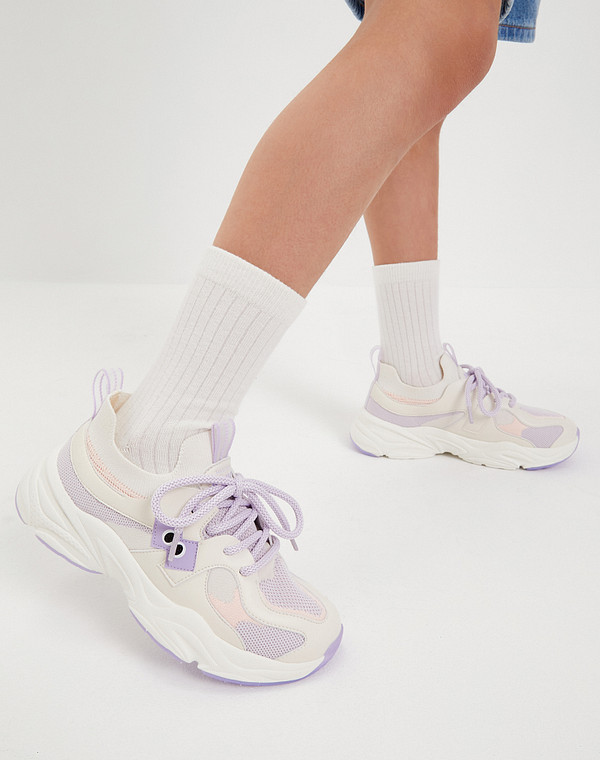 234-413021-0207 Полуботинки для активного отдыха девичьи текстиль/текстиль св.фиол-молочн, Mascotte JUNIOR