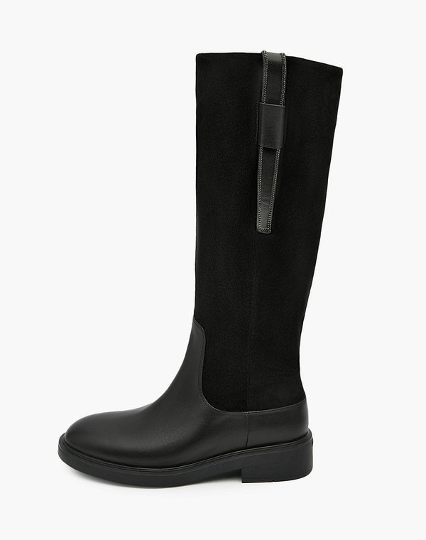 172-3200924-3100M Сапоги женские нат.кожа-велюр/ворсин-нат.кожа черн, Mascotte