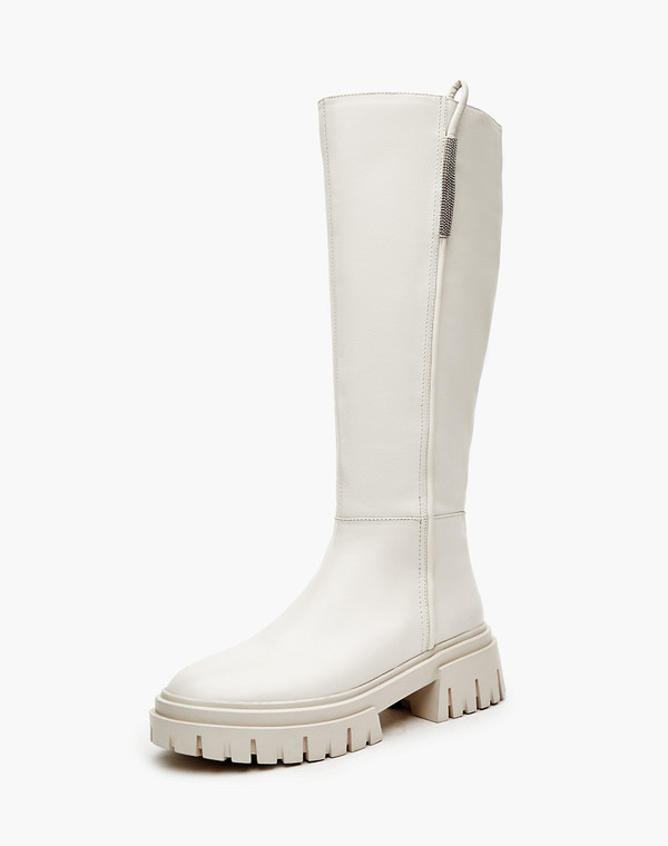 233-22656310-7115M Сапоги женские нат.кожа/мех-ворсин бел, Mascotte