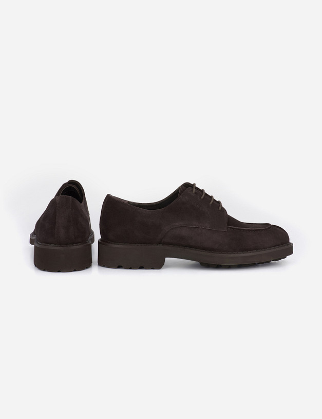 Коричневые мужские дерби из велюра MASCOTTE 128-021512-0209 | ракурс 7