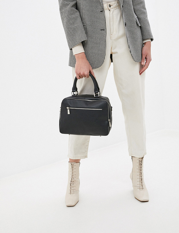 Черная кожаная женская сумка MASCOTTE 660-9203-102 | ракурс 1