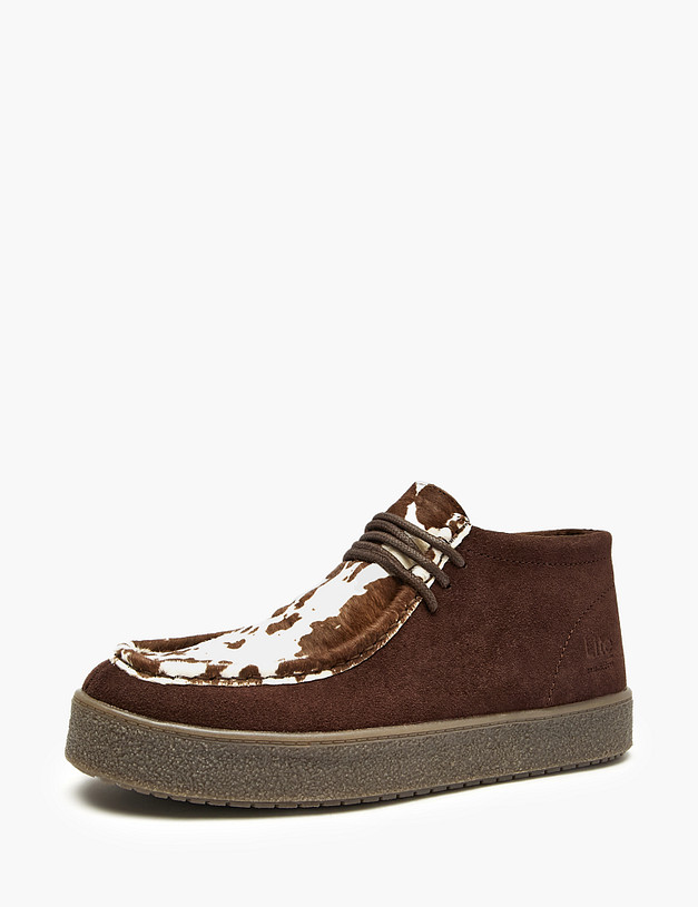 Коричневые женские полуботинки с коровьим принтом MASCOTTE 64-523221-0219 | ракурс 4