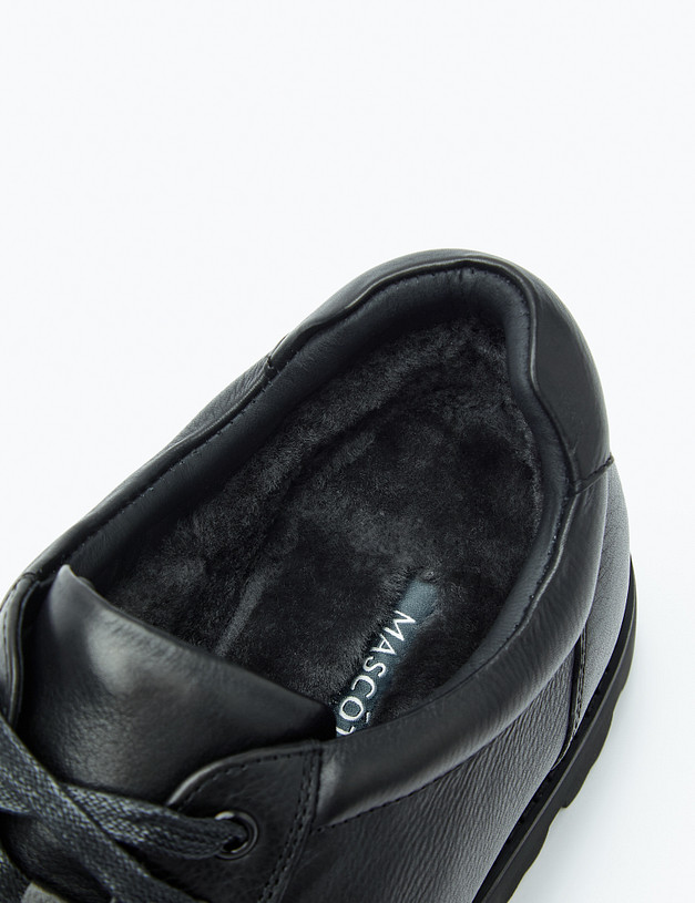 Черные кожаные мужские кеды на меху MASCOTTE 128-2273034-0102 | ракурс 8
