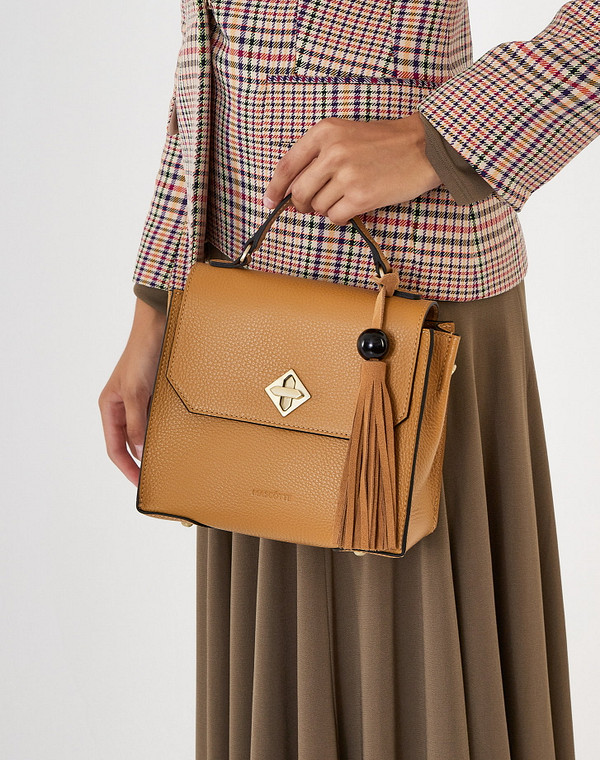 697-1208-118 Сумка женская нат.кожа-велюр/текстиль желт, S, Mascotte