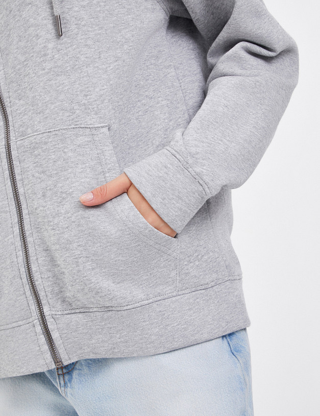 Серое женское худи на молнии MASCOTTE 848-4119-2610 | ракурс 3