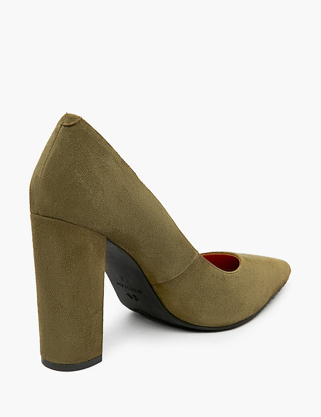 Оливковые женские туфли из велюра MASCOTTE 172-3183811-0604 | ракурс 4