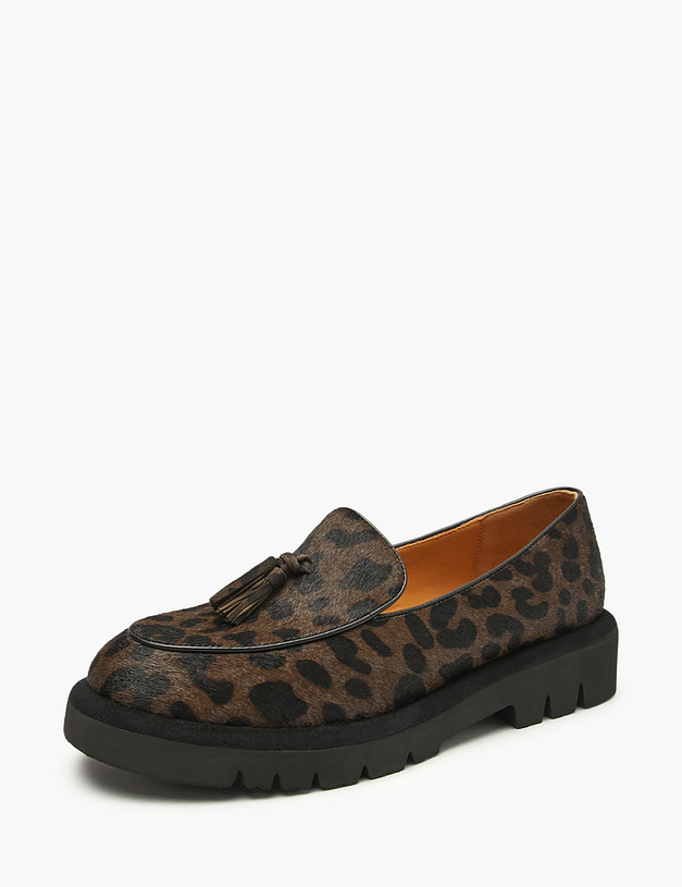 Коричневые женские лоферы с леопардовым принтом MASCOTTE 126-522112-0109 | ракурс 2