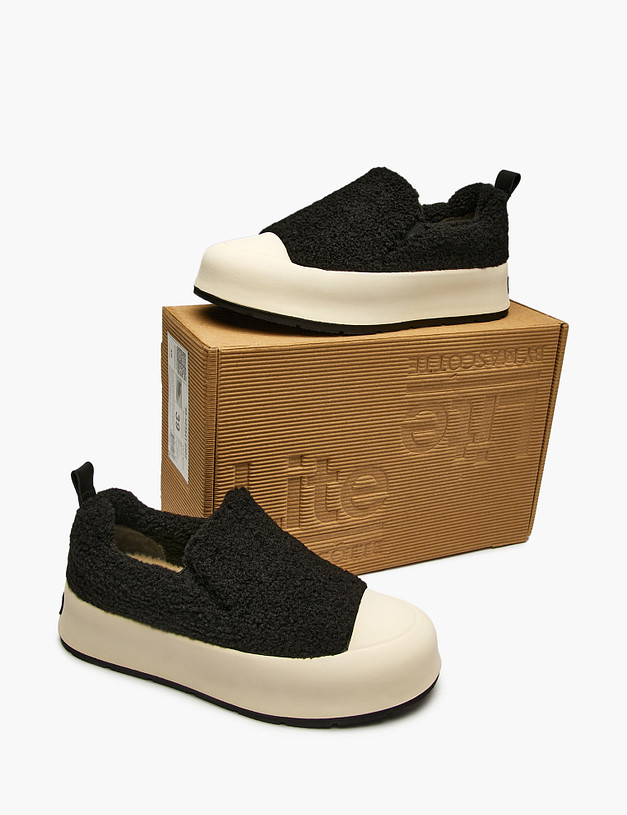 Черные женские меховые слипоны MASCOTTE 98-523541-0402 | ракурс 6