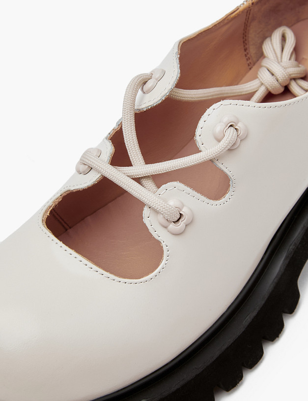 Молочные женские полуботинки из кожи MASCOTTE 58-412211-0101 | ракурс 6