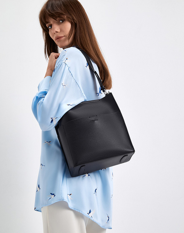 642-0113-602 Сумка женская и.кожа/текстиль черн, M, Mascotte