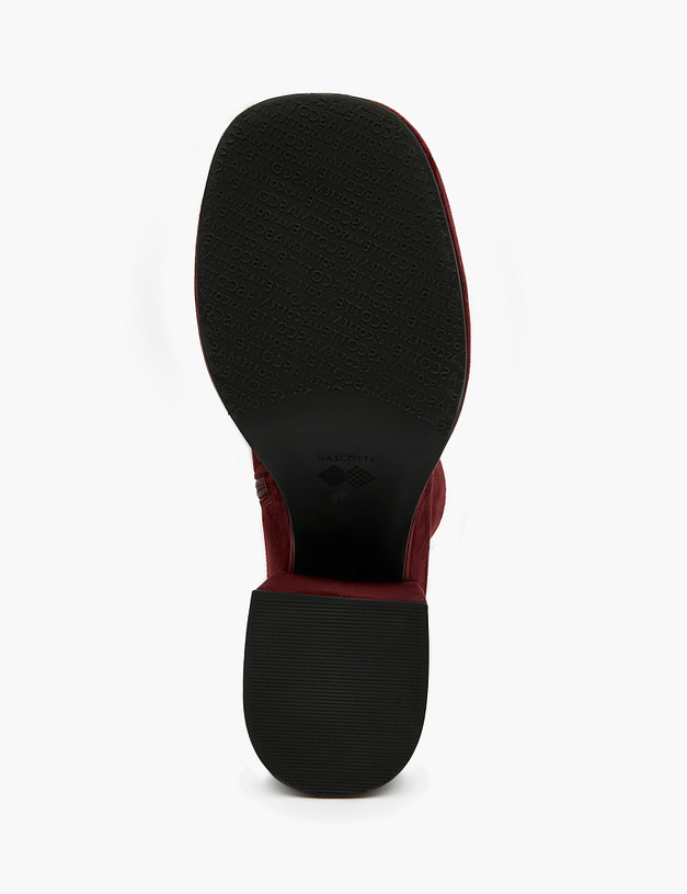 Бордовые женские ботильоны из велюра MASCOTTE 126-320321-0605 | ракурс 7 Бордовые женские ботильоны из велюра MASCOTTE 126-320321-0605 | ракурс 7