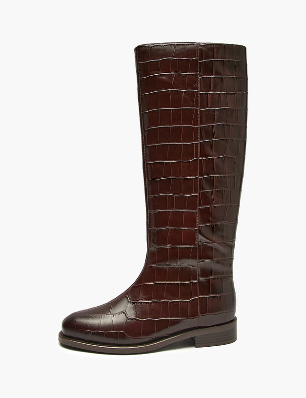 Коричневые женские сапоги с тиснением MASCOTTE 233-5281222-0109 | ракурс 1