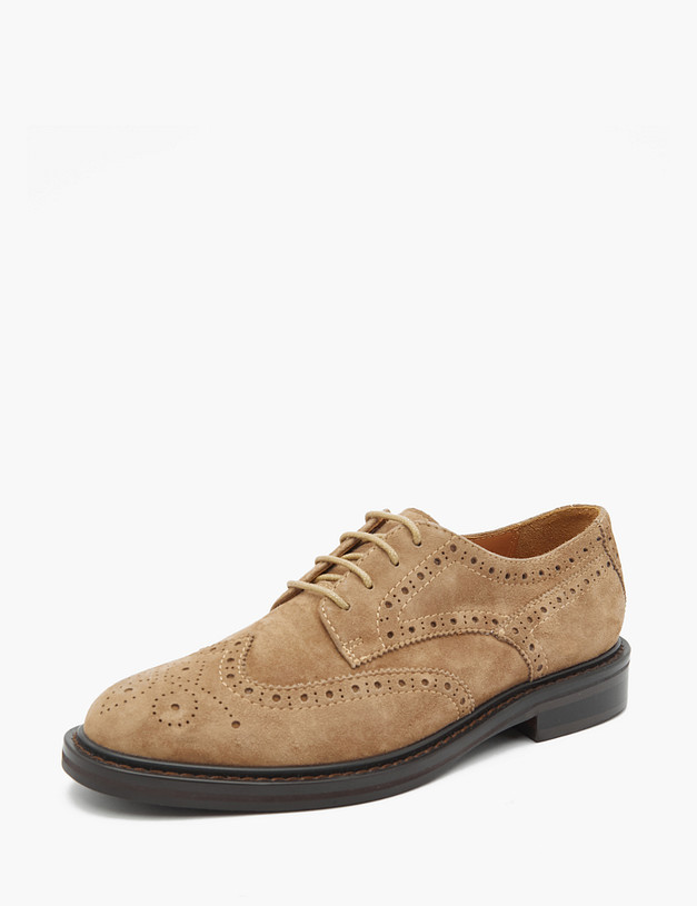 Бежевые женские броги из велюра MASCOTTE 22-1101111-3671M | ракурс 2 Бежевые женские броги из велюра MASCOTTE 22-1101111-3671M | ракурс 2