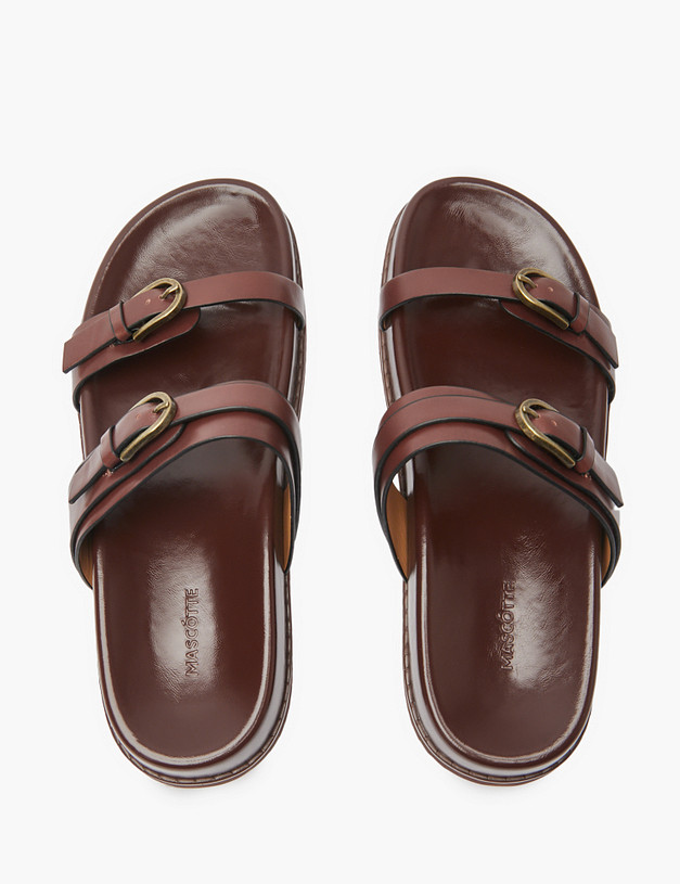 Коричневые кожаные женские сабо MASCOTTE 126-514011-0109 | ракурс 4