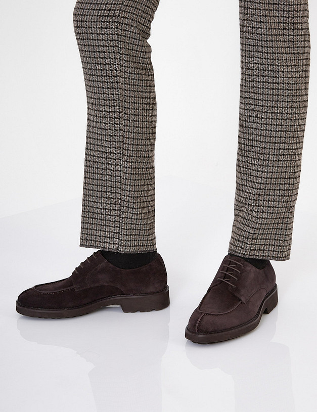 Коричневые мужские дерби из велюра MASCOTTE 128-021512-0209 | ракурс 1