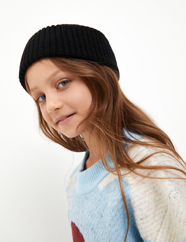 Черная детская шапка-бини MASCOTTE 781-3244-2402 | ракурс 2