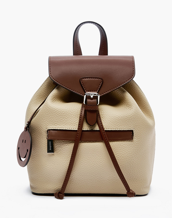 669-2203-108 Рюкзак женский нат.кожа-и.кожа/текстиль беж-корич, S, Mascotte