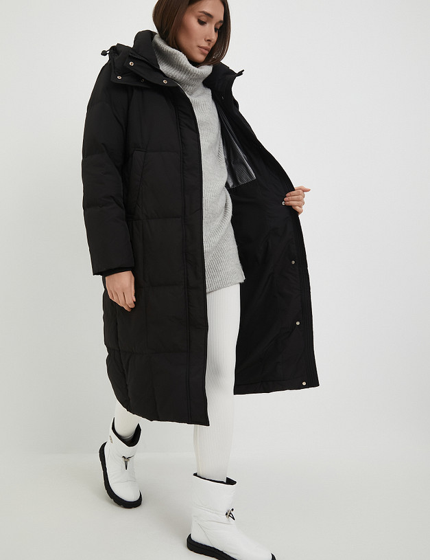 Черное женское дутое пальто MASCOTTE 234-3428-2402 | ракурс 3