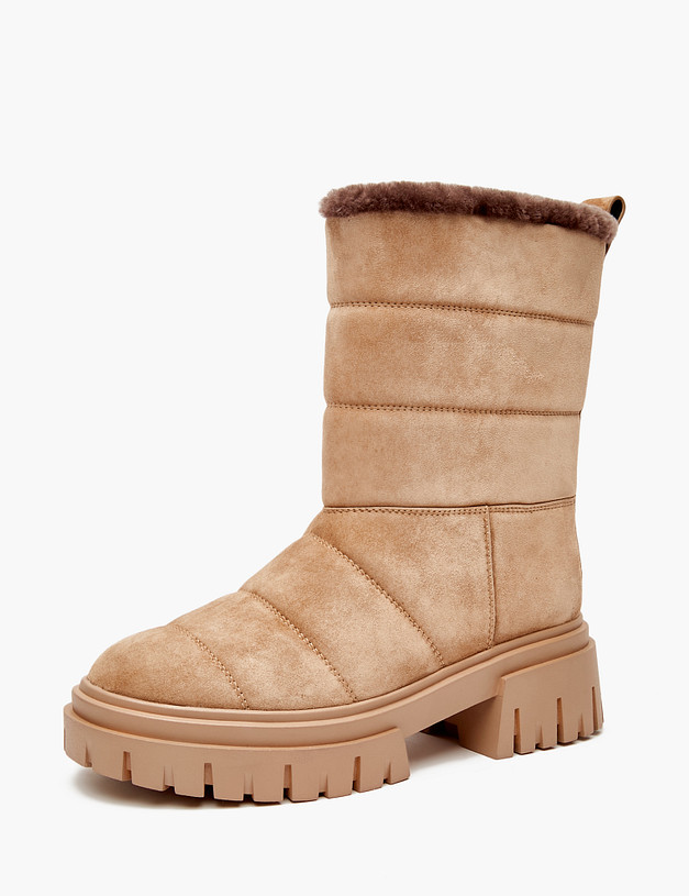 Бежевые велюровые женские ботинки на меху MASCOTTE 233-2265638-3671M | ракурс 3