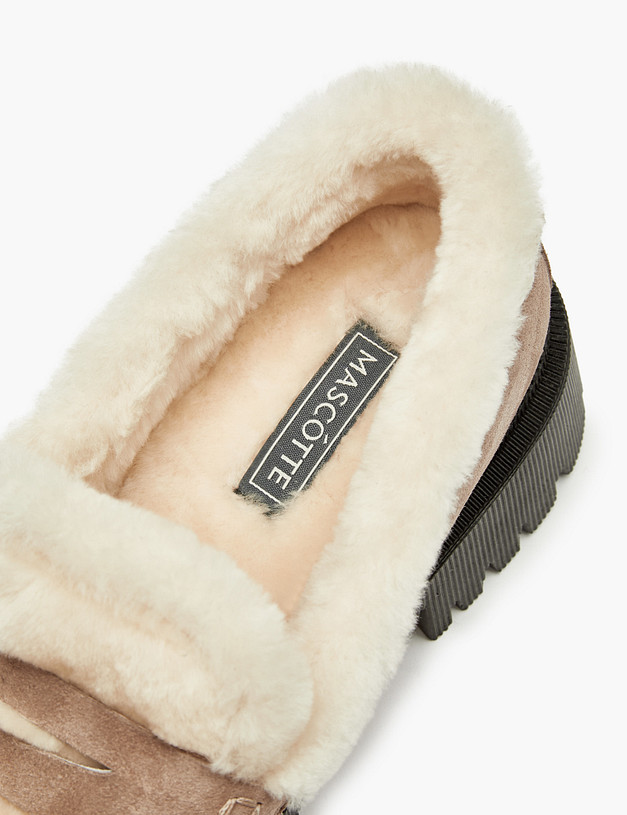 Бежевые женские лоферы на меху MASCOTTE 234-326635-3671M | ракурс 7