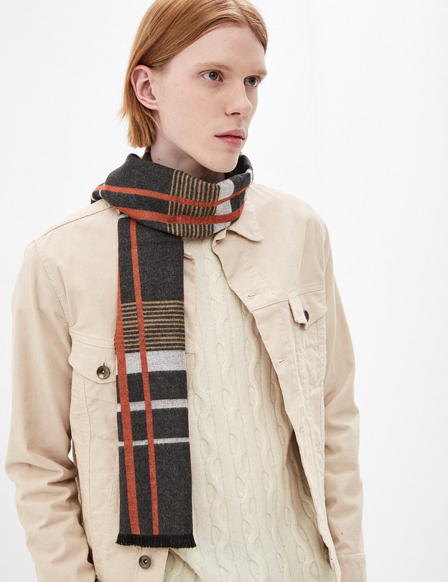 Серый мужской шарф MASCOTTE 766-1207-2413 | ракурс 1