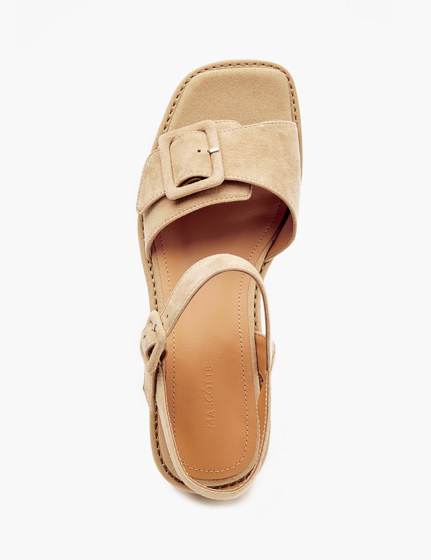 Бежевые женские сандалии из велюра MASCOTTE 233-4123912-4625M | ракурс 4