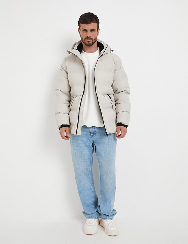 Серо-бежевый мужской пуховик MASCOTTE 885-5215-2408 | ракурс 2