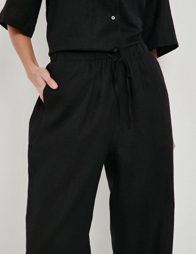 Черные женские брюки из льна MASCOTTE 973-5123-2702 | ракурс 3