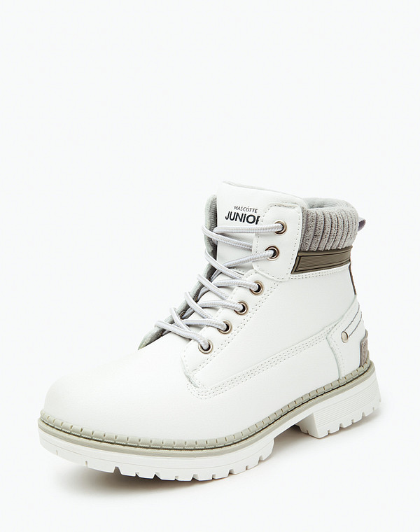 18-323721-0601 Ботинки девичьи и.кожа-текстиль/текстиль бел-серый, Mascotte JUNIOR