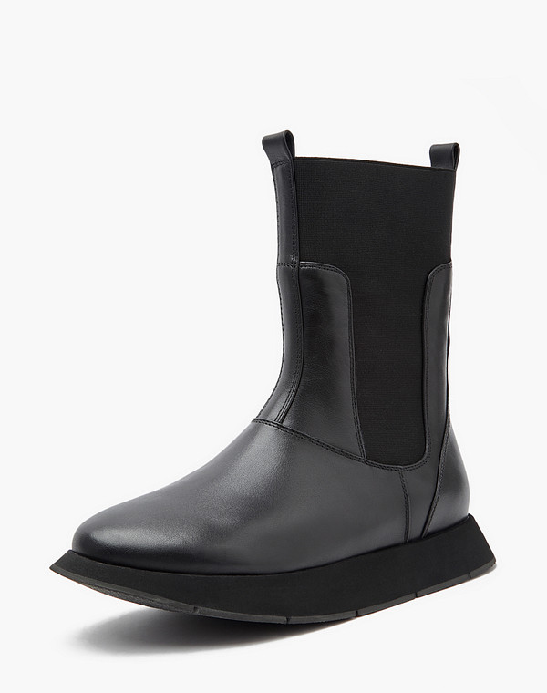 172-3201323-3100M Ботинки женские нат.кожа-резина/ворсин-нат.кожа черн, Mascotte