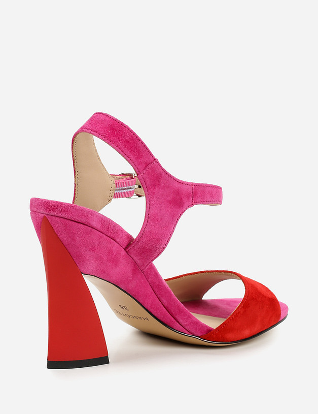 Яркие велюровые босоножки красно-розового оттенка MASCOTTE 09-1101111-0606 | ракурс 4