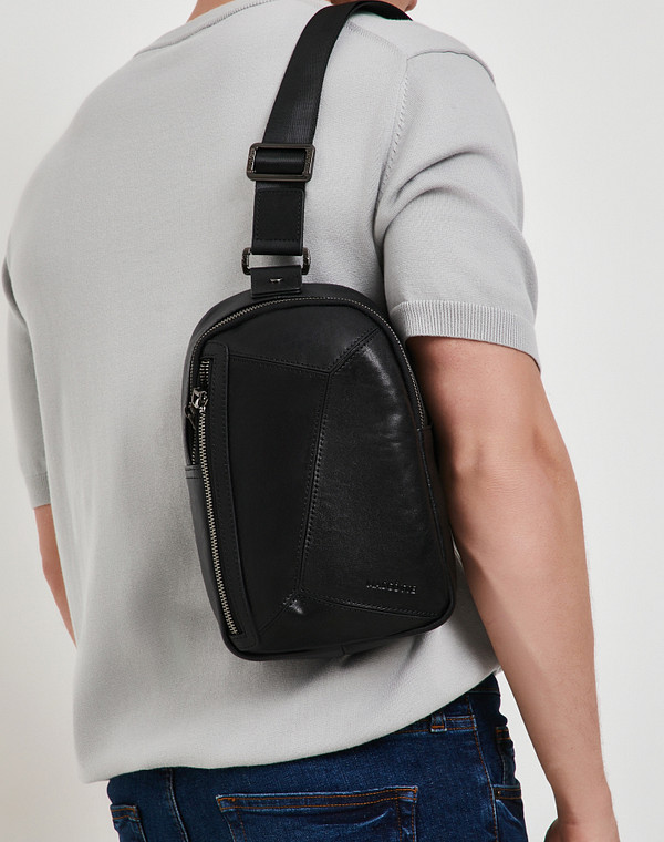 604-5121-102 Сумка мужская нат.кожа-и.кожа/текстиль черн, S, Mascotte