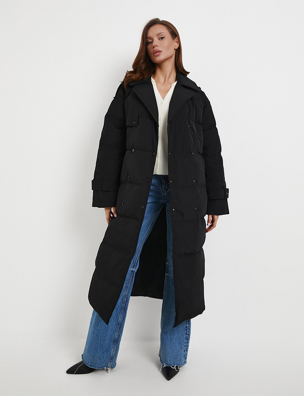 Черное женское пальто MASCOTTE 852-5223-2402 | ракурс 1