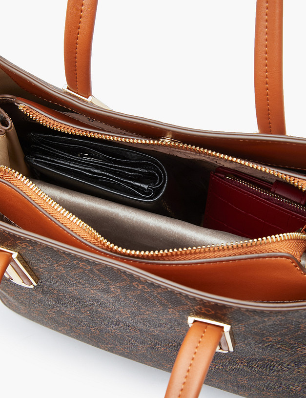 Коричневая женская сумка с фирменным принтом MASCOTTE 602-2208-609 | ракурс 7