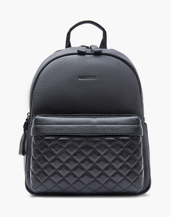 602-1202-102 Рюкзак женский нат.кожа/текстиль черн, M, Mascotte