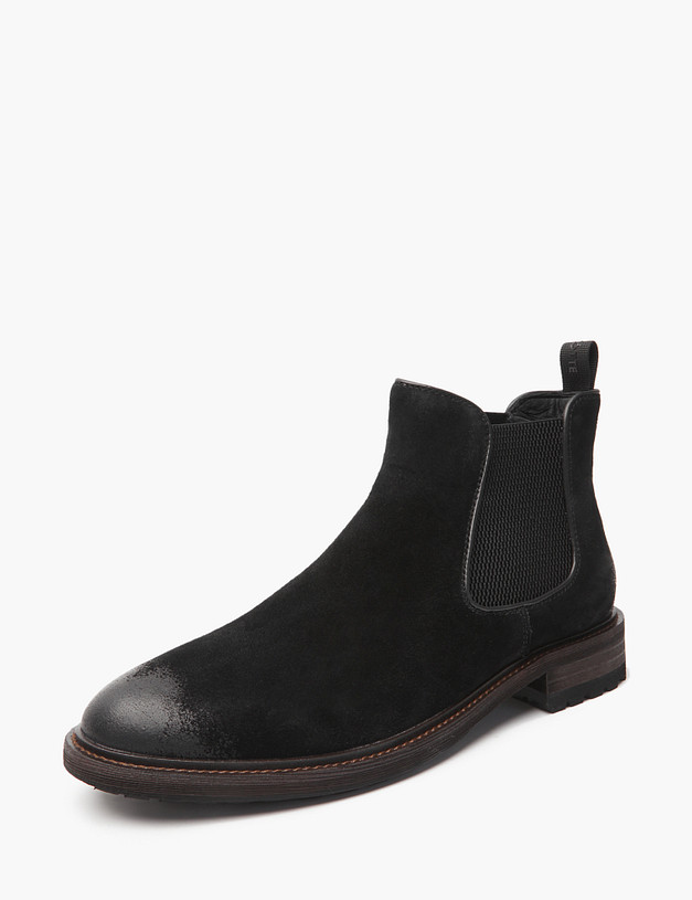 Черные мужские челси из велюра MASCOTTE 22-422122-3205M | ракурс 2 Черные мужские челси из велюра MASCOTTE 22-422122-3205M | ракурс 2